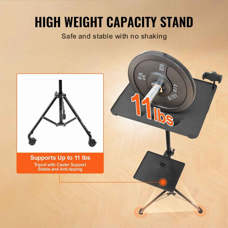 ElectroArea Projector Stand with Wheels – Adjustable 31.3–67.3", 2 Trays, Phone Holder