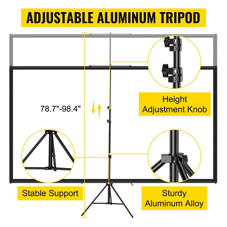 ElectroArea Tripod Projector Screen – 110 Inch, 16:9, 4K HD, Height Adjustable, Indoor & Outdoor