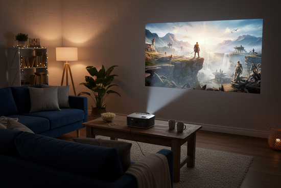 Mini LED Home Theater Projector - 1080P HD, Built-in Speaker